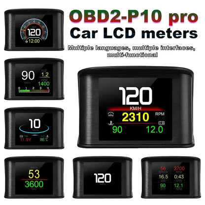 P10 affichage tête haute P10-Pro OBD compteur de vitesse numérique intelligent alarme de survitesse tachymètre tension