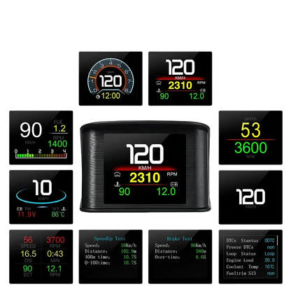 P10 affichage tête haute P10-Pro OBD compteur de vitesse numérique intelligent alarme de survitesse tachymètre tension