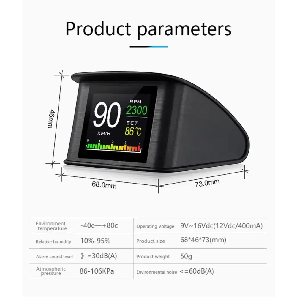 P10 affichage tête haute P10-Pro OBD compteur de vitesse numérique intelligent alarme de survitesse tachymètre tension