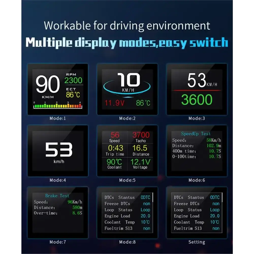 P10 affichage tête haute P10-Pro OBD compteur de vitesse numérique intelligent alarme de survitesse tachymètre tension