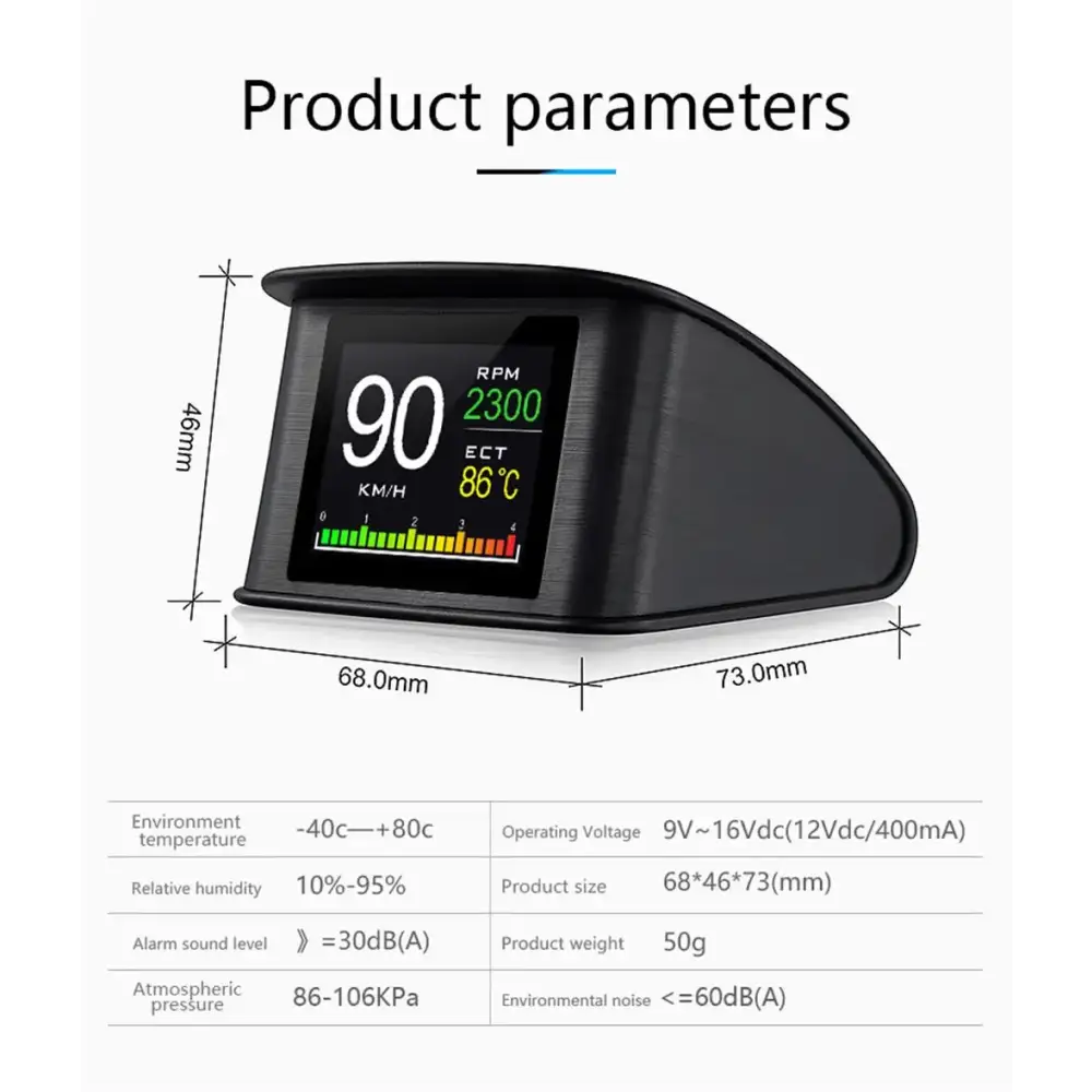 P10 affichage tête haute P10-Pro OBD compteur de vitesse numérique intelligent alarme de survitesse tachymètre tension
