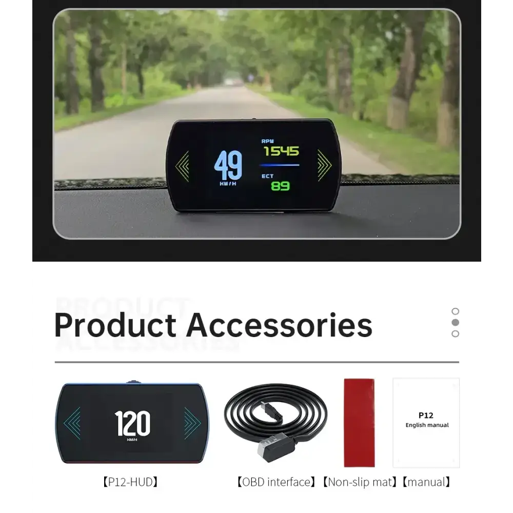 P12 voiture OBD2 affichage tête haute double système pour HUD OBD jauge de voiture compteur numérique intelligent