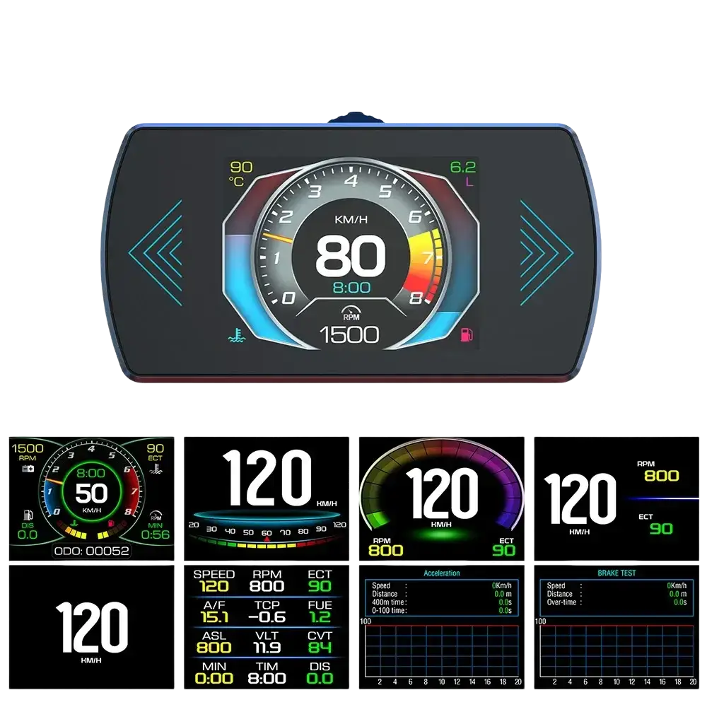 P12 voiture OBD2 affichage tête haute double système pour HUD OBD jauge de voiture compteur numérique intelligent