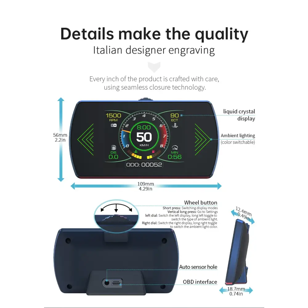 P12 voiture OBD2 affichage tête haute double système pour HUD OBD jauge de voiture compteur numérique intelligent