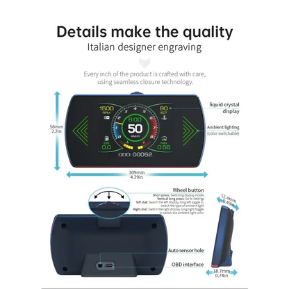 P12 voiture OBD2 affichage tête haute double système pour HUD OBD jauge de voiture compteur numérique intelligent