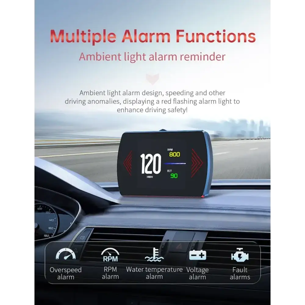P12 voiture OBD2 affichage tête haute double système pour HUD OBD jauge de voiture compteur numérique intelligent