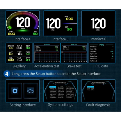 P12 voiture OBD2 affichage tête haute double système pour HUD OBD jauge de voiture compteur numérique intelligent