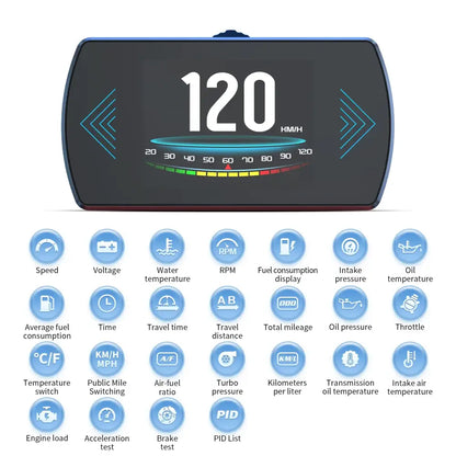 P12 voiture OBD2 affichage tête haute double système pour HUD OBD jauge de voiture compteur numérique intelligent