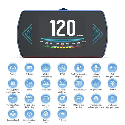 P12 voiture OBD2 affichage tête haute double système pour HUD OBD jauge de voiture compteur numérique intelligent