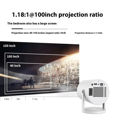 Portable Projector Small Straight Projector For Home Use 180 Degrees Projection Angle Automatic Focus Home Video