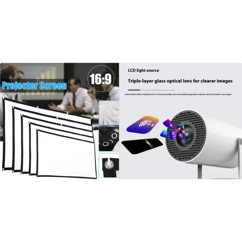 Portable Projector Small Straight Projector For Home Use 180 Degrees Projection Angle Automatic Focus Home Video