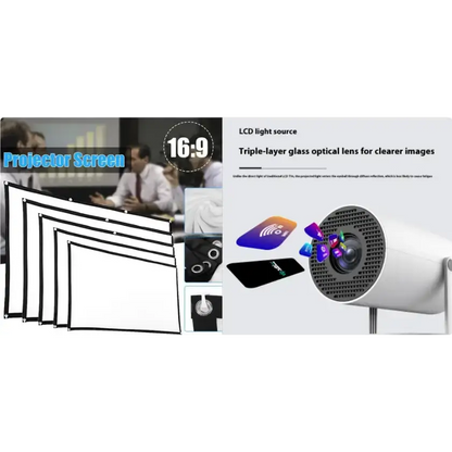 Portable Projector Small Straight Projector For Home Use 180 Degrees Projection Angle Automatic Focus Home Video