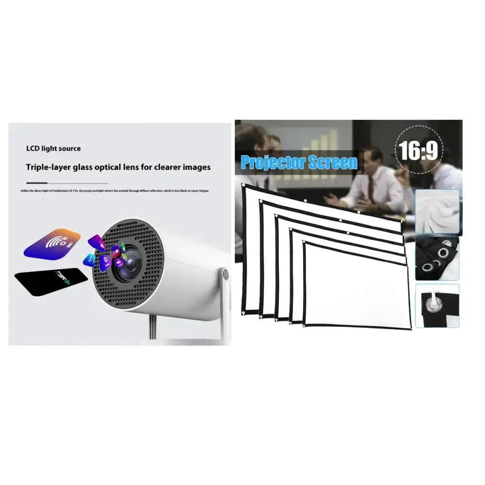 Portable Projector Small Straight Projector For Home Use 180 Degrees Projection Angle Automatic Focus Home Video