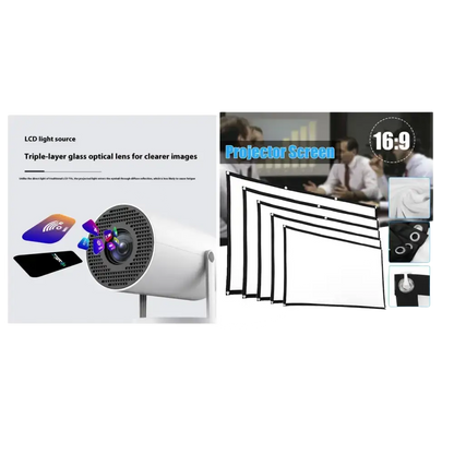 Portable Projector Small Straight Projector For Home Use 180 Degrees Projection Angle Automatic Focus Home Video