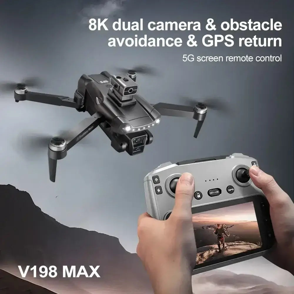 Pour xiaomi V198MAX GPS retour Drone 5G 8K HD double caméra Dron à distance avec écran Laser évitement d’obstacles
