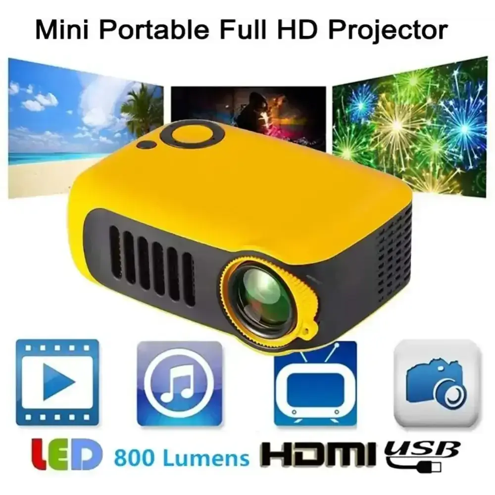 ProjecteurMINI projecteur A2000 Mini projecteur de poche 1000 Lumens LED Projecteur vidéo projecteur de cinéma maison