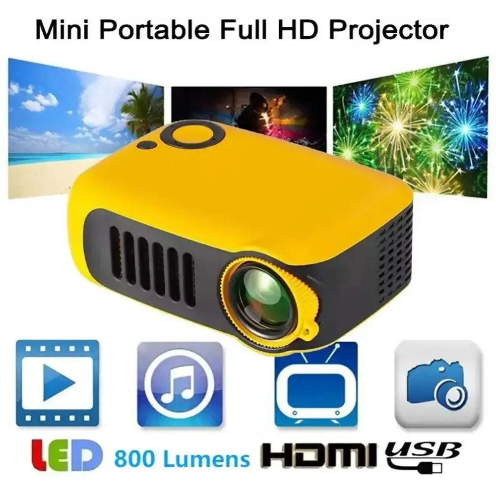 ProjecteurMINI projecteur A2000 Mini projecteur de poche 1000 Lumens LED Projecteur vidéo projecteur de cinéma maison
