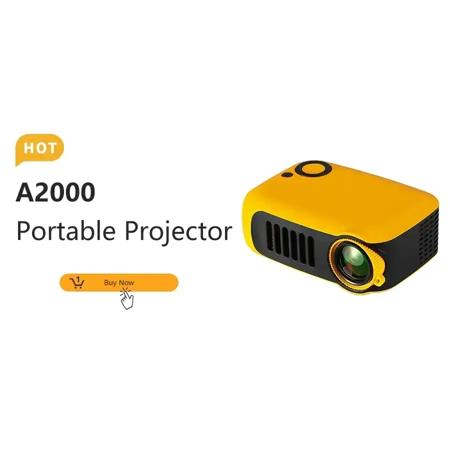 ProjecteurMINI projecteur A2000 Mini projecteur de poche 1000 Lumens LED Projecteur vidéo projecteur de cinéma maison