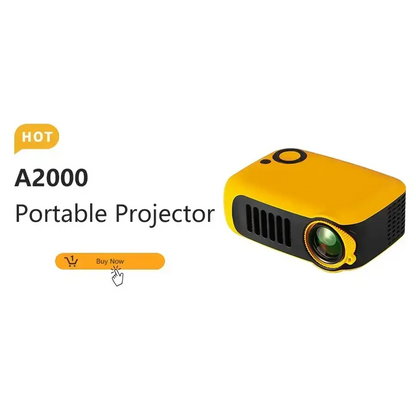 ProjecteurMINI projecteur A2000 Mini projecteur de poche 1000 Lumens LED Projecteur vidéo projecteur de cinéma maison
