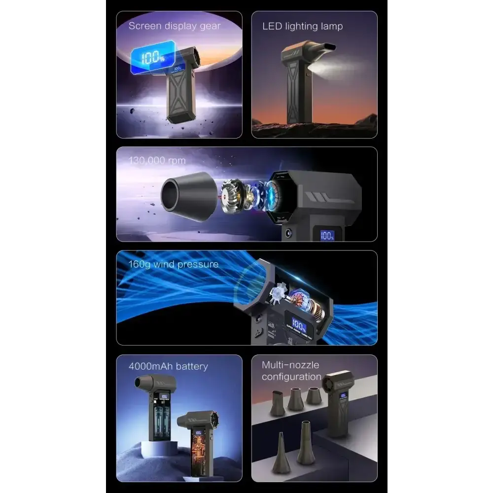 Puissant ventilateur d’air 130000 tr/min Turbo Jet ventilateur aspirateur sans brosse pour PC/clavier/maison/voiture