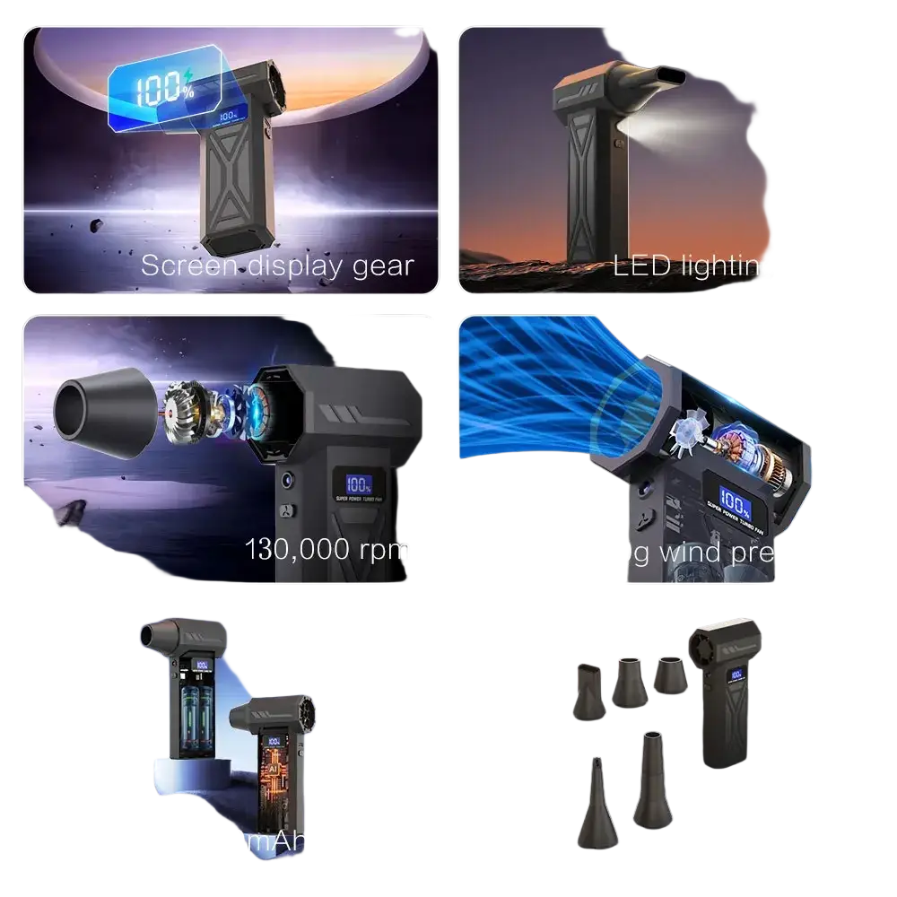 Puissant ventilateur d’air 130000 tr/min Turbo Jet ventilateur aspirateur sans brosse pour PC/clavier/maison/voiture