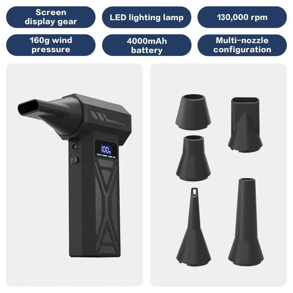 Puissant ventilateur d’air 130000 tr/min Turbo Jet ventilateur aspirateur sans brosse pour PC/clavier/maison/voiture