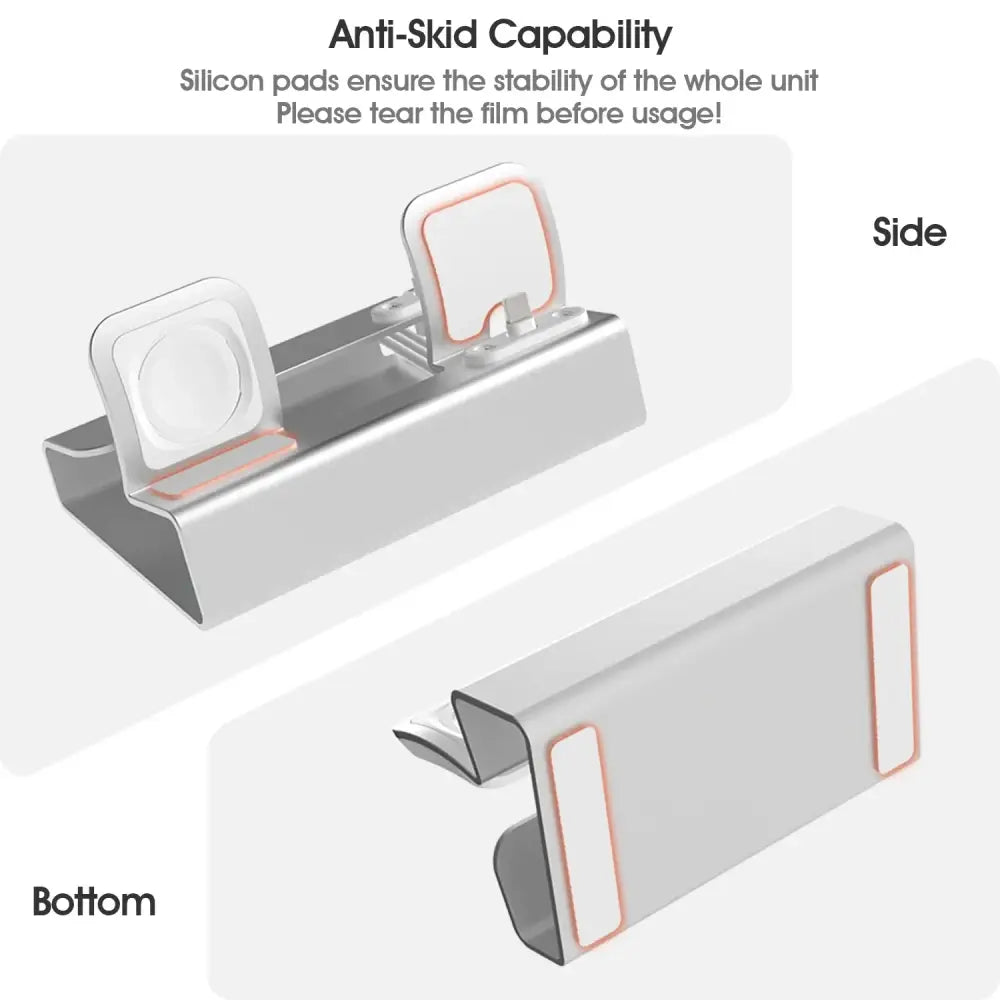 Support de charge en aluminium 3 en 1 pour iPhone iPhone 16 15 14 13 12 Pro 11 Poly 8 Apple Watch Airpods chargeur S6