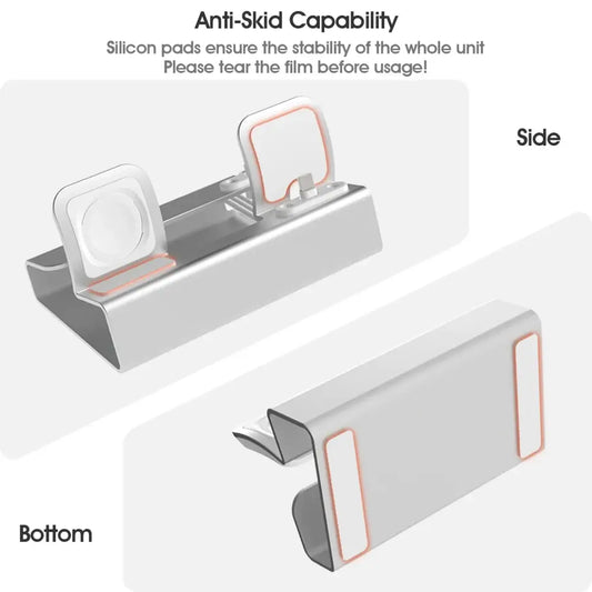 Support de charge en aluminium 3 en 1 pour iPhone iPhone 16 15 14 13 12 Pro 11 Poly 8 Apple Watch Airpods chargeur S6