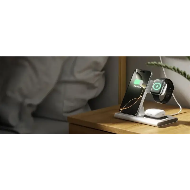 Support de chargeur sans fil pliable 3 en 1 300W Station de charge rapide de bureau pour iPhone 16 15 14 13 Samsung