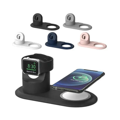 Support de téléphone en silicone pour iPhone 13 Pro Max Apple Watch chargeur Magsafe station de charge S6 support