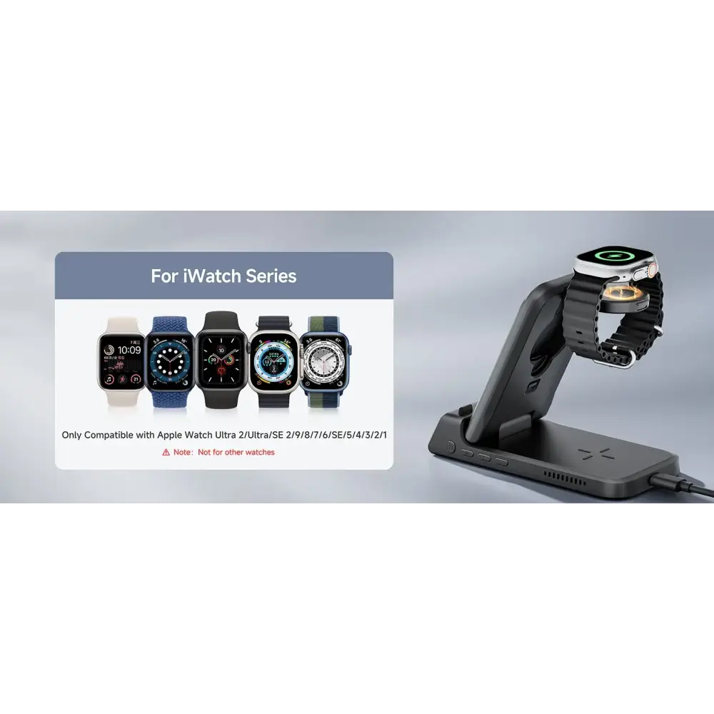 SwanScout 703A chargeur sans fil pour iPhone 17 16 15 14 Station de charge pour Apple Watch 11 10 9 Ultra 3 SE 2