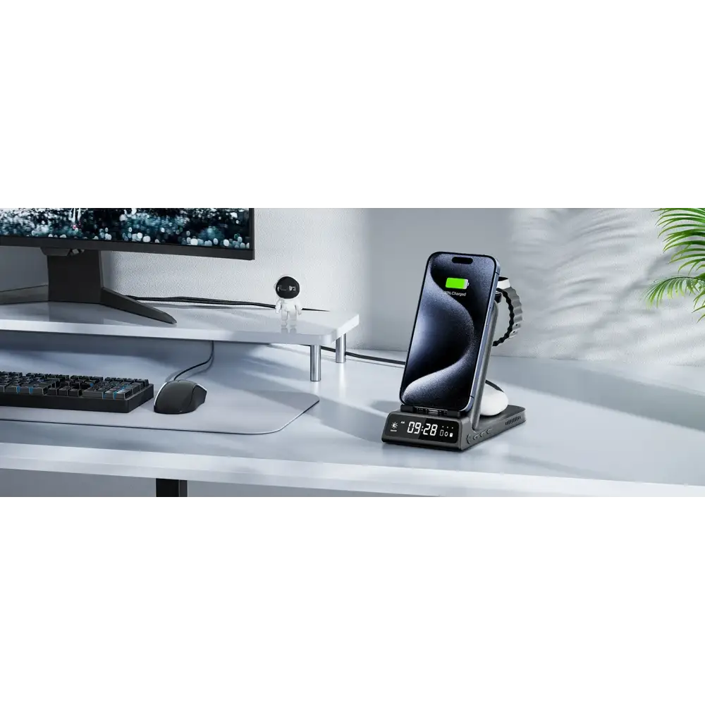 SwanScout 703A chargeur sans fil pour iPhone 17 16 15 14 Station de charge pour Apple Watch 11 10 9 Ultra 3 SE 2