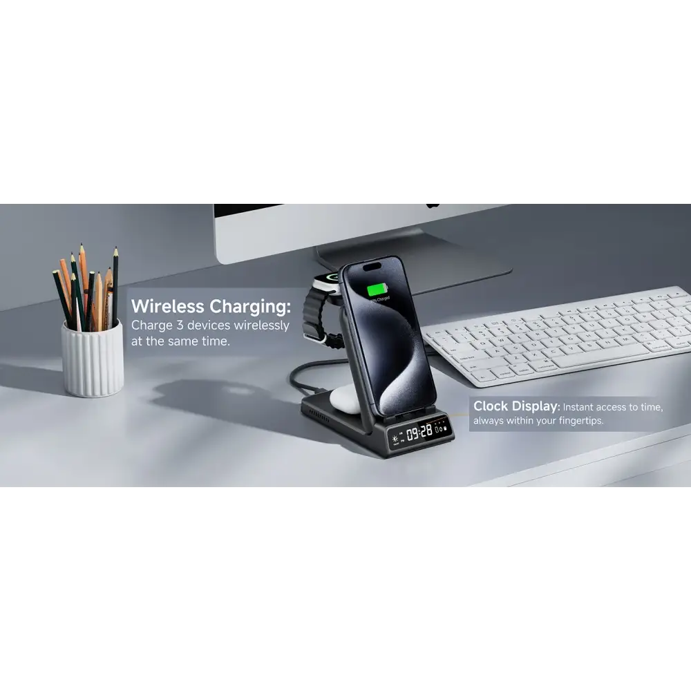 SwanScout 703A chargeur sans fil pour iPhone 17 16 15 14 Station de charge pour Apple Watch 11 10 9 Ultra 3 SE 2