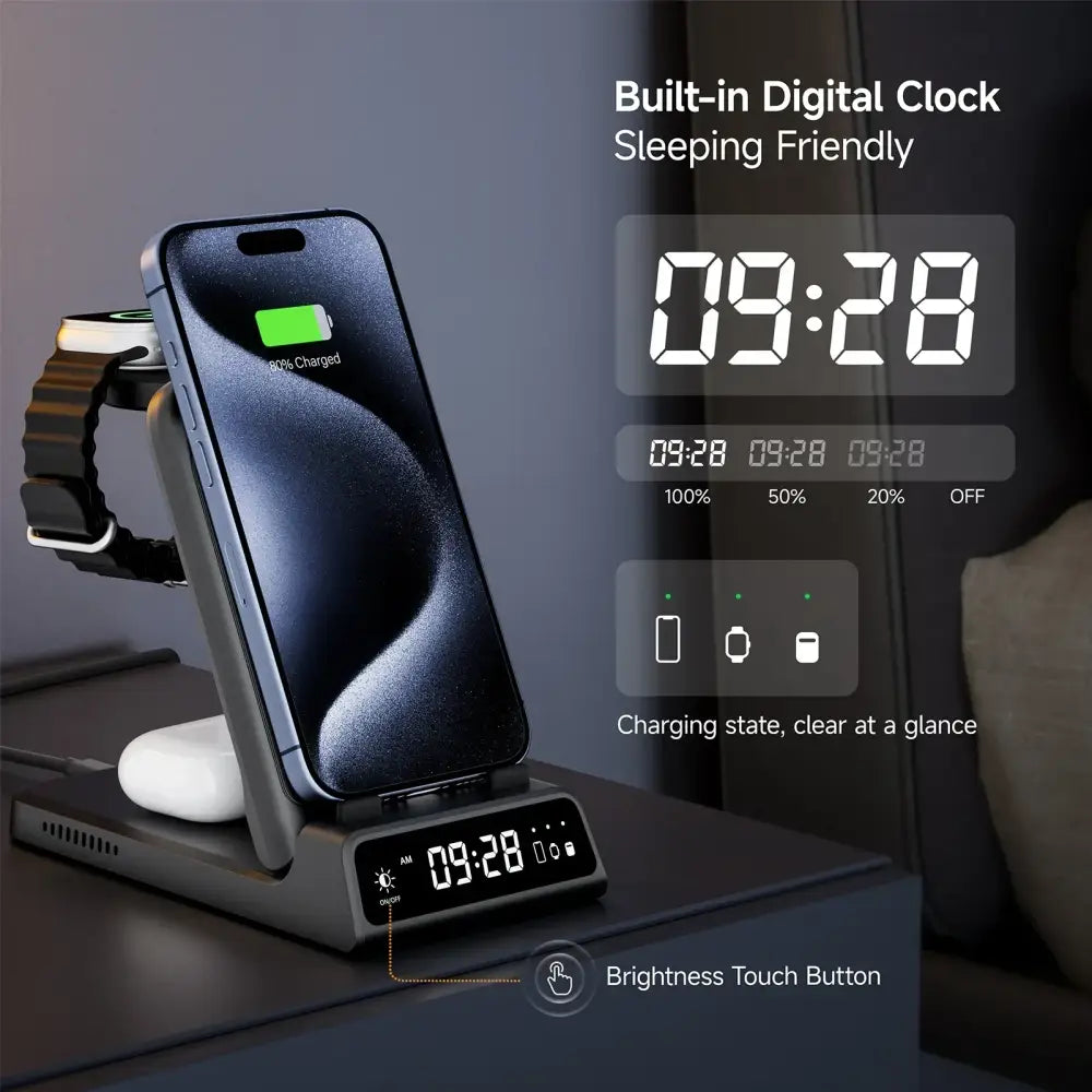 SwanScout 703A chargeur sans fil pour iPhone 17 16 15 14 Station de charge pour Apple Watch 11 10 9 Ultra 3 SE 2