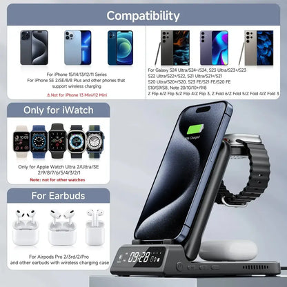 SwanScout 703A chargeur sans fil pour iPhone 17 16 15 14 Station de charge pour Apple Watch 11 10 9 Ultra 3 SE 2