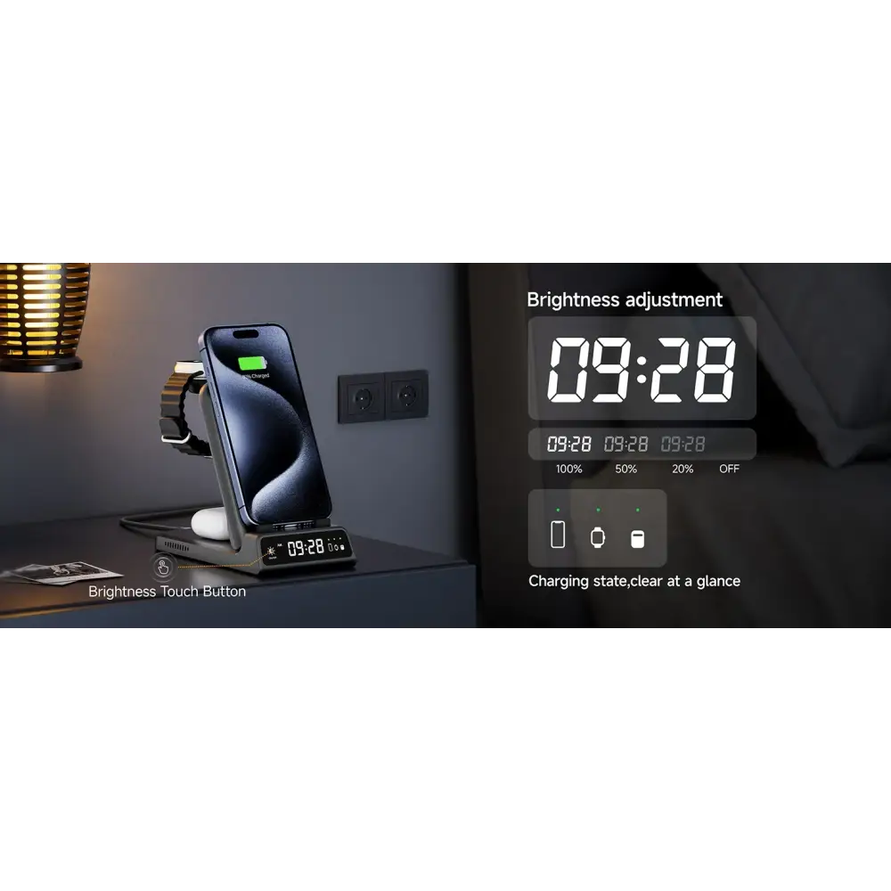 SwanScout 703A chargeur sans fil pour iPhone 17 16 15 14 Station de charge pour Apple Watch 11 10 9 Ultra 3 SE 2