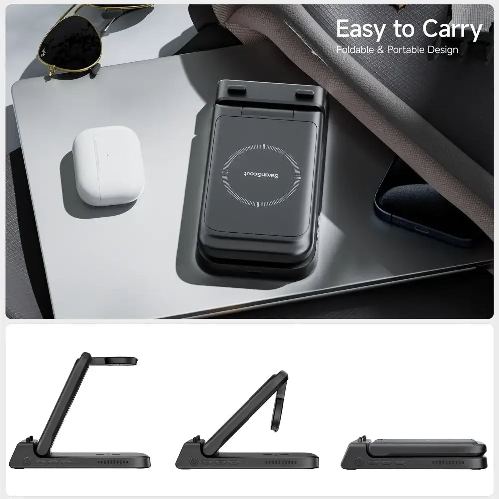 SwanScout 703A chargeur sans fil pour iPhone 17 16 15 14 Station de charge pour Apple Watch 11 10 9 Ultra 3 SE 2