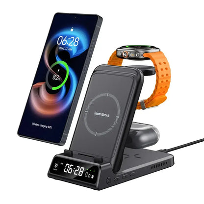 SwanScout 703S Station de recharge pour Samsung S25 S24 Ultra S23 Z Flip 7 Z Fold 7 chargeur sans fil pour Galaxy Watch