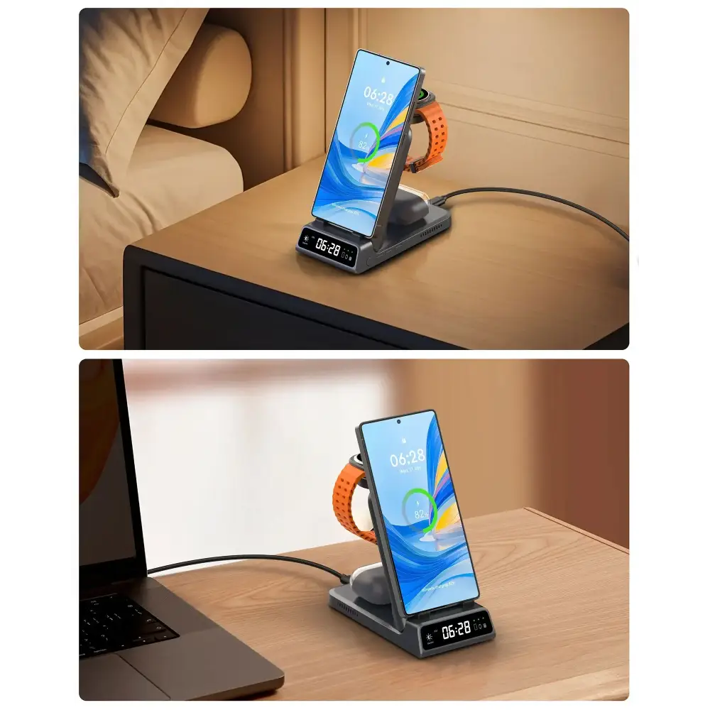 SwanScout 703S Station de recharge pour Samsung S25 S24 Ultra S23 Z Flip 7 Z Fold 7 chargeur sans fil pour Galaxy Watch