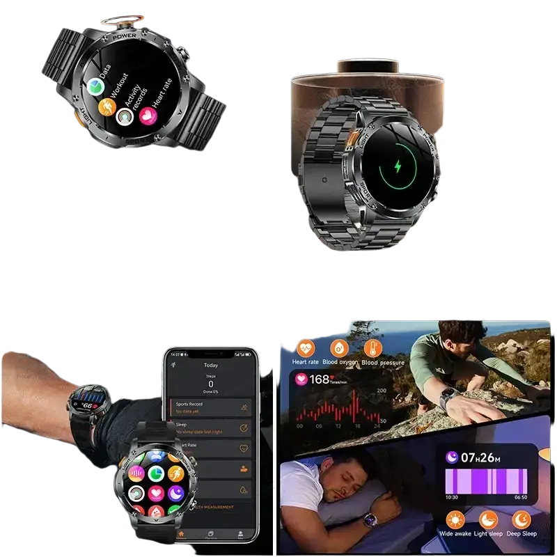 T-rex 3 qualité militaire 1000mAh batterie montre intelligente IP68 étanche GPS Bluetooth appel AMOLED HD hommes sport