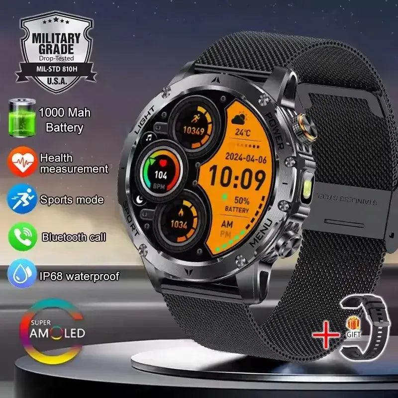 T-rex 3 qualité militaire 1000mAh batterie montre intelligente IP68 étanche GPS Bluetooth appel AMOLED HD hommes sport