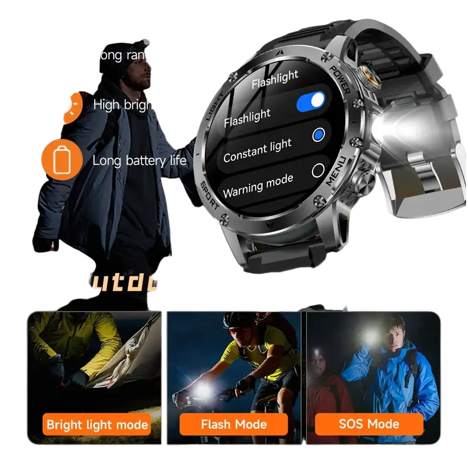 T-rex 3 qualité militaire 1000mAh batterie montre intelligente IP68 étanche GPS Bluetooth appel AMOLED HD hommes sport