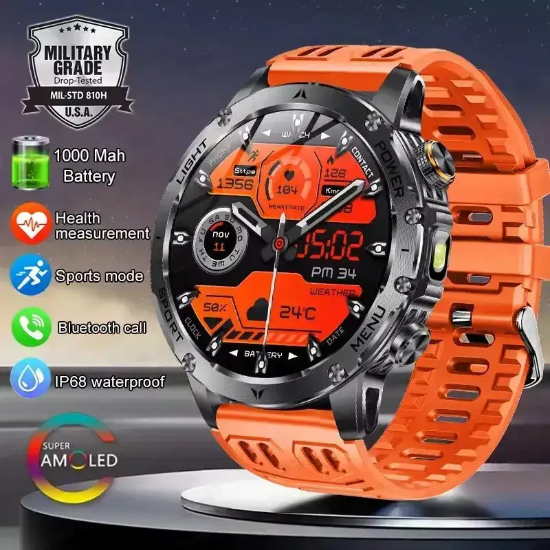 T-rex 3 qualité militaire 1000mAh batterie montre intelligente IP68 étanche GPS Bluetooth appel AMOLED HD hommes sport