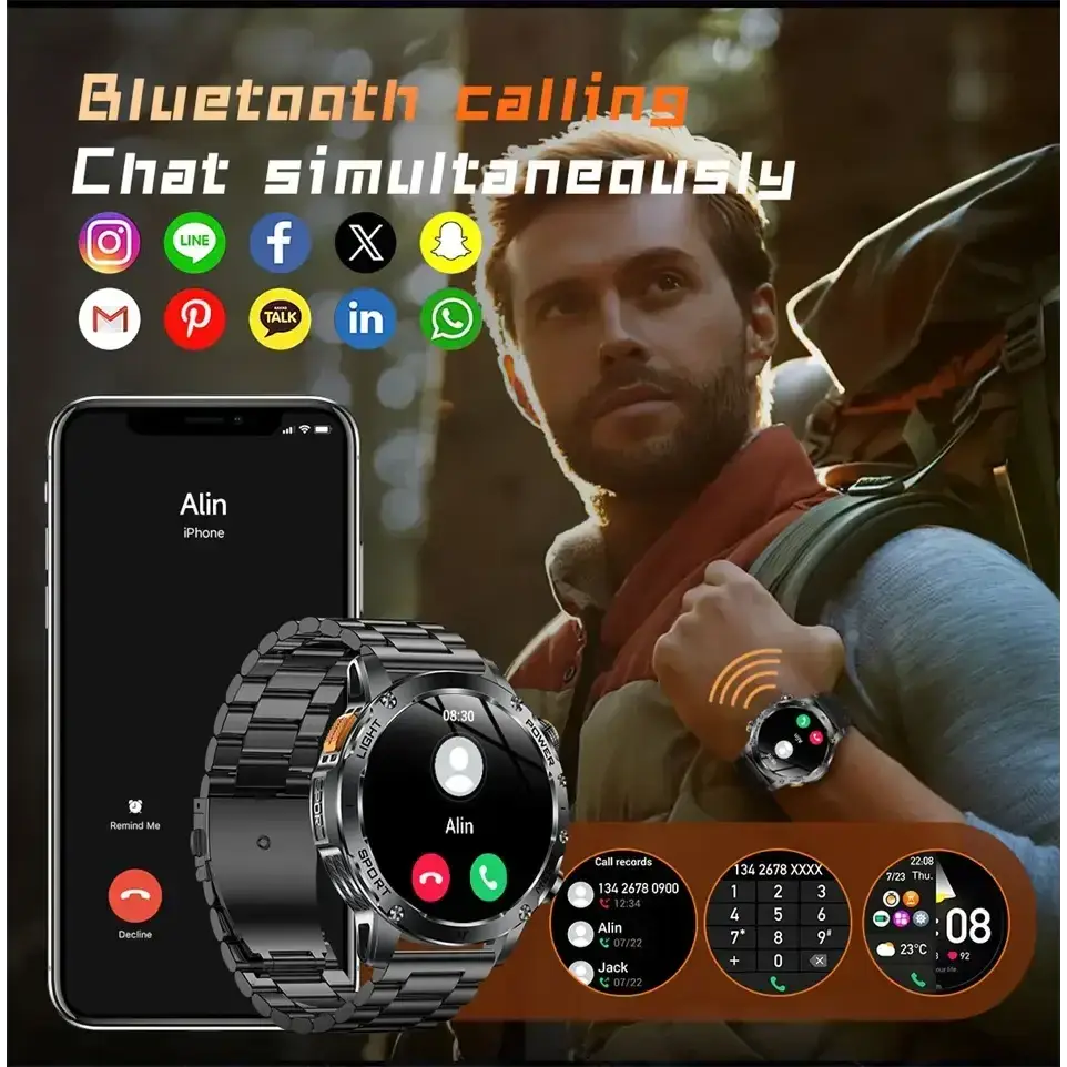 T-rex 3 qualité militaire 1000mAh batterie montre intelligente IP68 étanche GPS Bluetooth appel AMOLED HD hommes sport