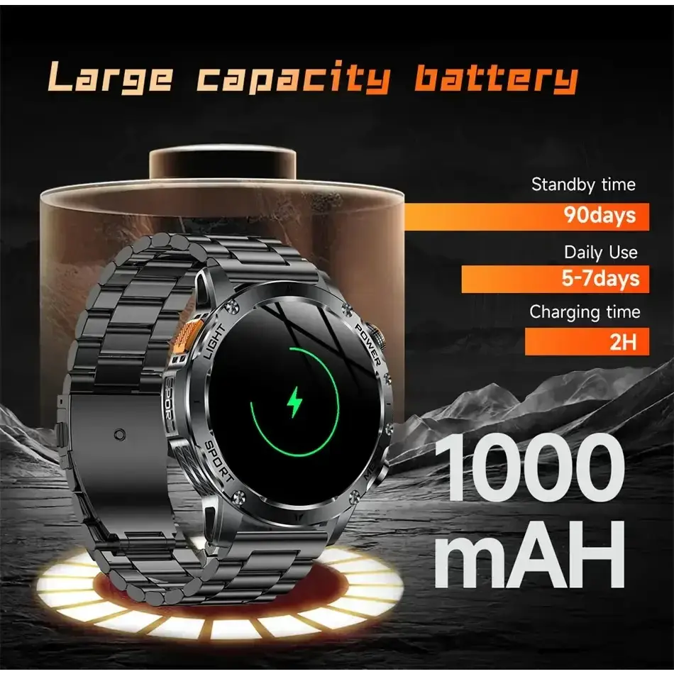 T-rex 3 qualité militaire 1000mAh batterie montre intelligente IP68 étanche GPS Bluetooth appel AMOLED HD hommes sport