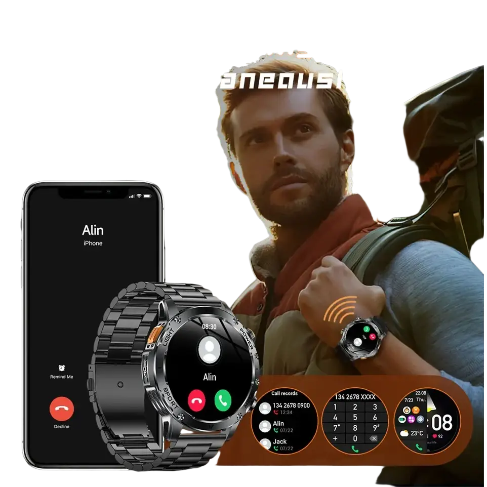 T-rex 3 qualité militaire 1000mAh batterie montre intelligente IP68 étanche GPS Bluetooth appel AMOLED HD hommes sport