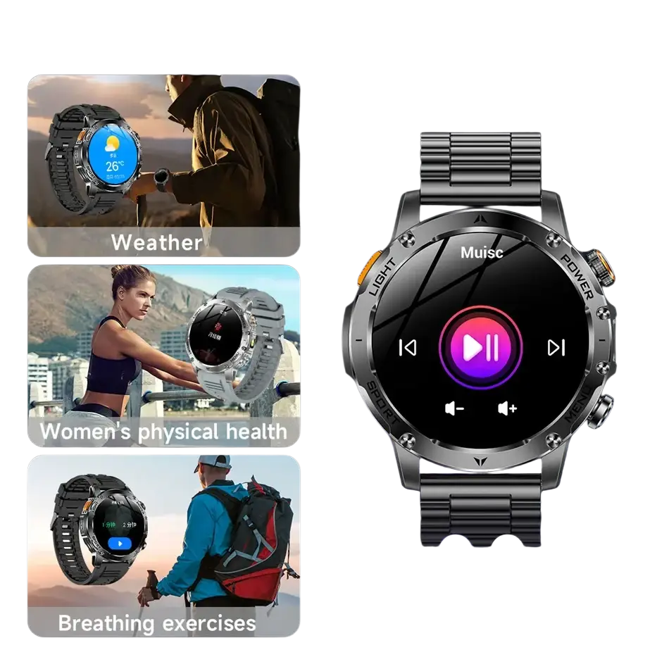 T-rex 3 qualité militaire 1000mAh batterie montre intelligente IP68 étanche GPS Bluetooth appel AMOLED HD hommes sport