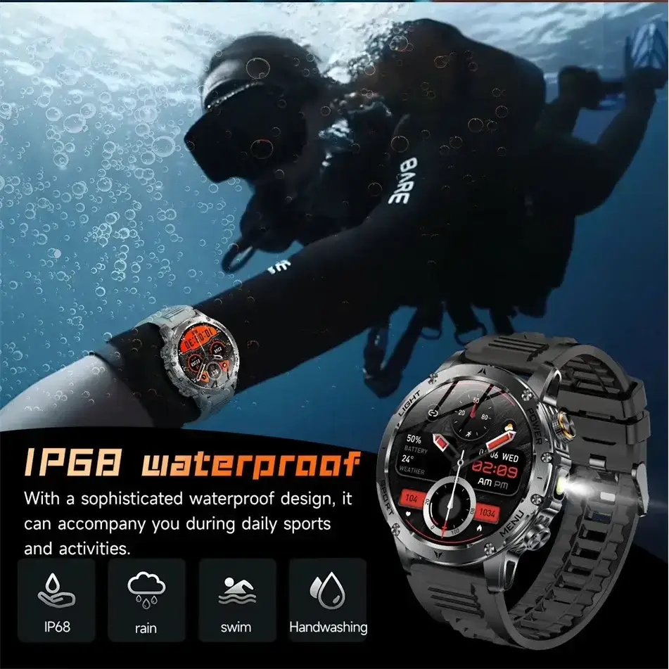 T-rex 3 qualité militaire 1000mAh batterie montre intelligente IP68 étanche GPS Bluetooth appel AMOLED HD hommes sport