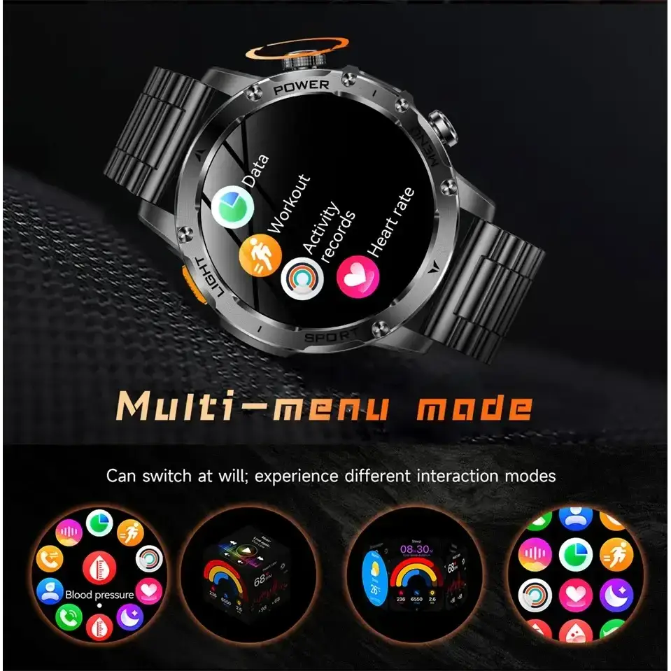 T-rex 3 qualité militaire 1000mAh batterie montre intelligente IP68 étanche GPS Bluetooth appel AMOLED HD hommes sport