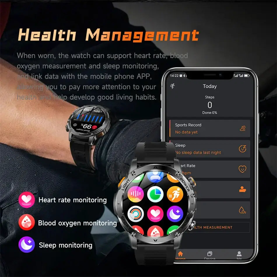 T-rex 3 qualité militaire 1000mAh batterie montre intelligente IP68 étanche GPS Bluetooth appel AMOLED HD hommes sport
